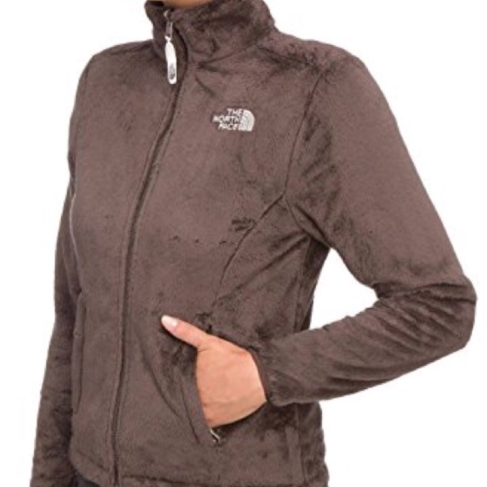 Brown North Face fleece jacket